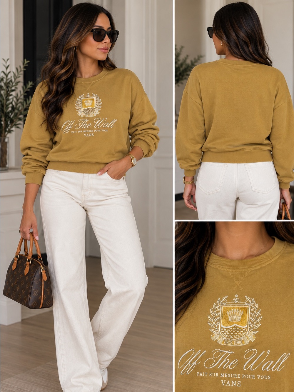 Vans Mustard Off The Wall Crest Crewneck Sweatshirt